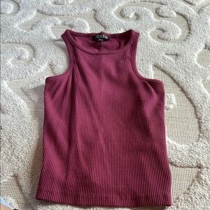 J. Crew Red Ribbed Sleeveless Tank Top